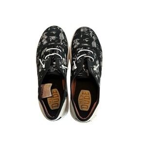 Hey Dude Conway Desert Shoes Mens M9 Black Cactus Print Slip On Loafers NEW